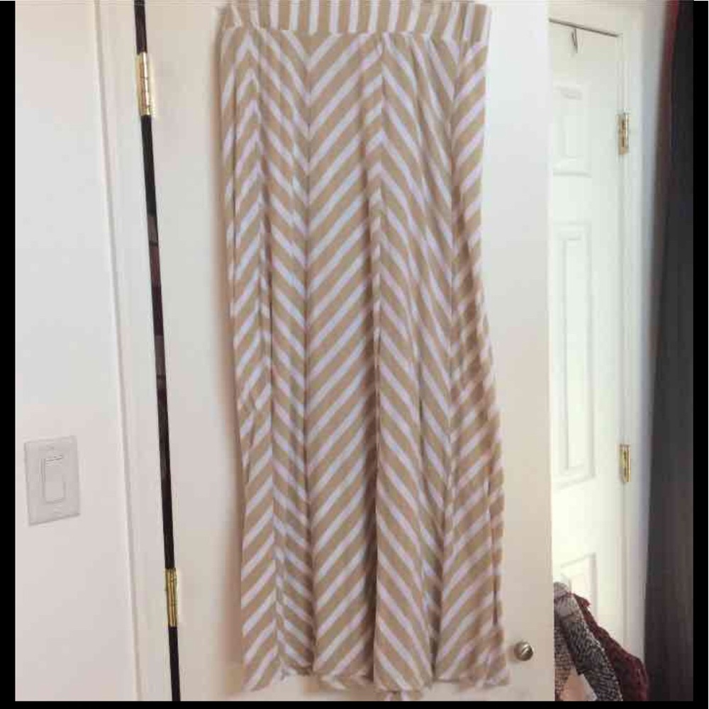 Stripe Maxi Skirt in Beige and White